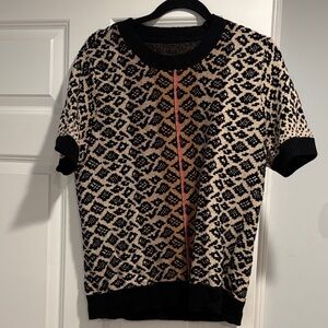 Maeve Black and Cream Patterned Sweater